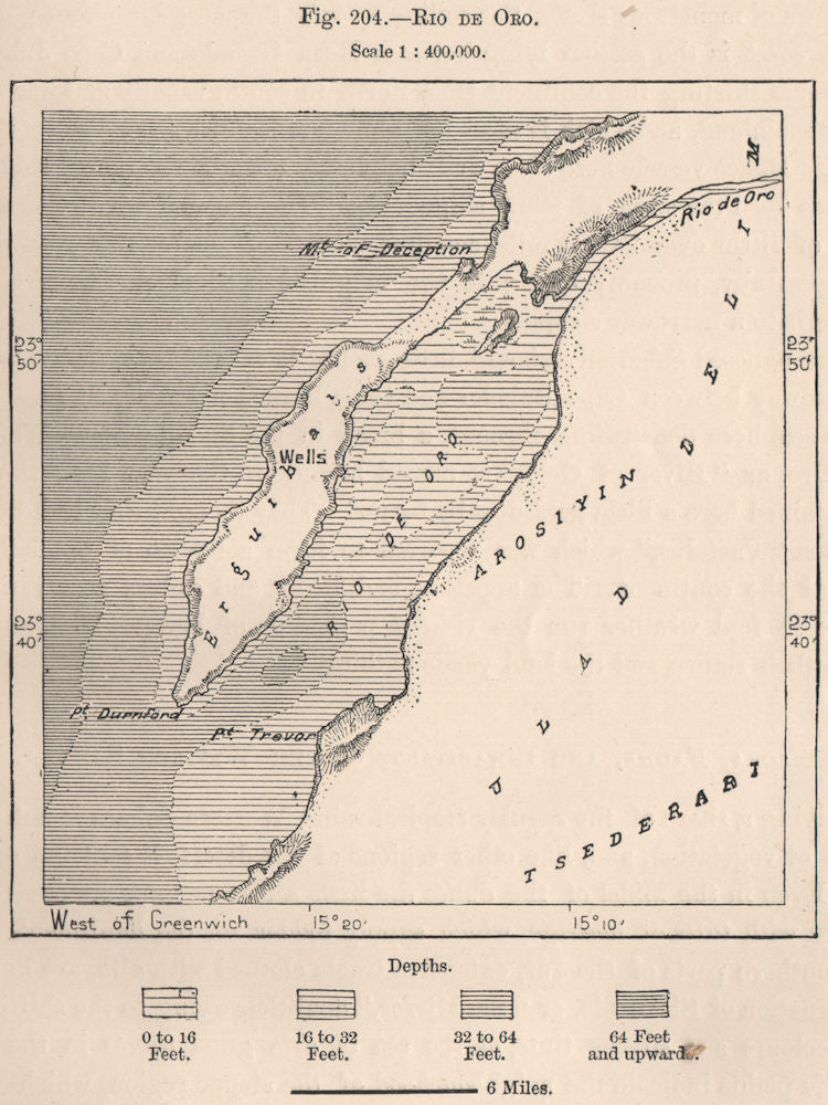 'Rio de Oro'. Dakhla, Western Sahara 1885 old antique vintage map plan chart